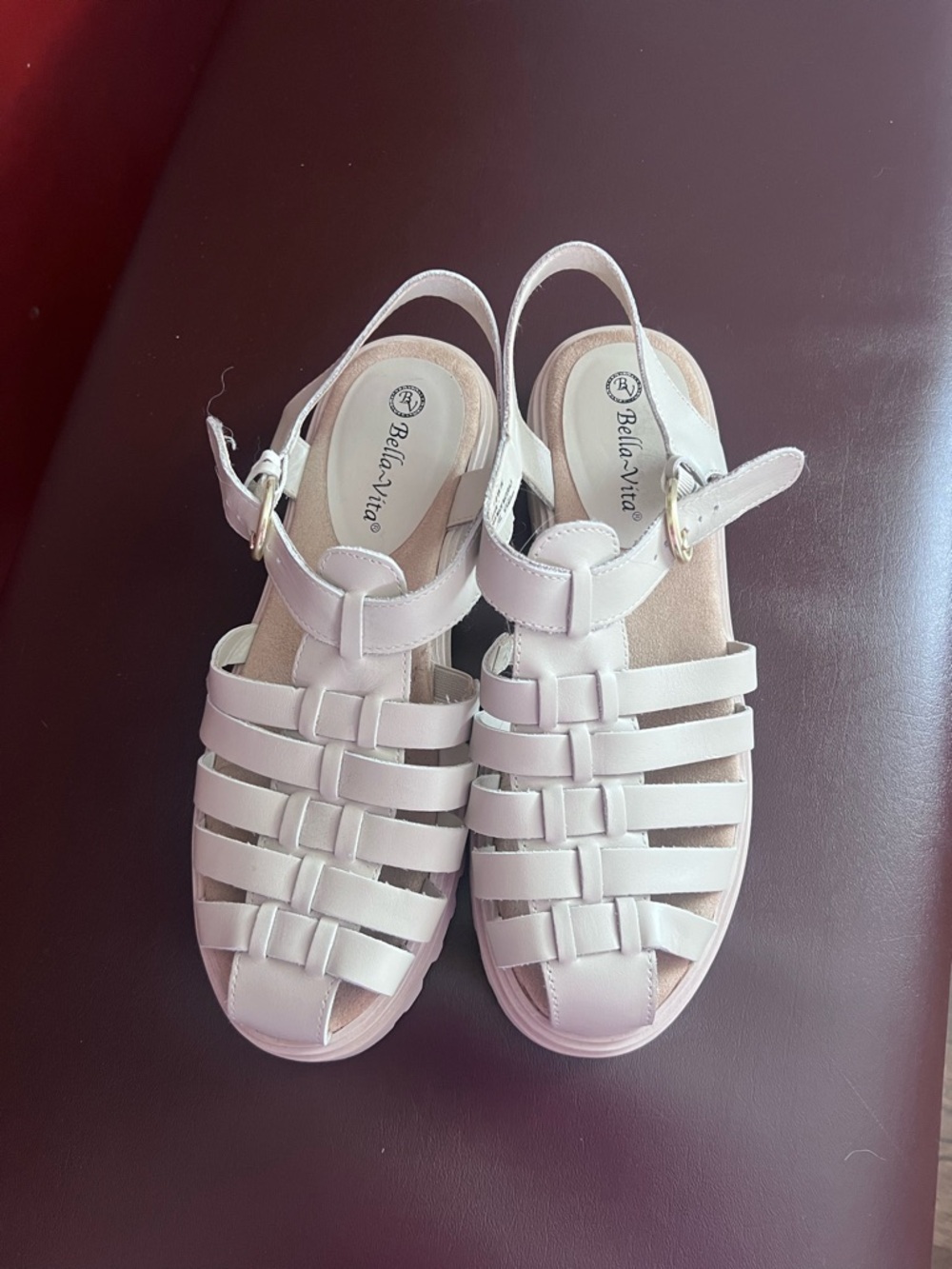 Bella Vita White Woven Slingback Sandals